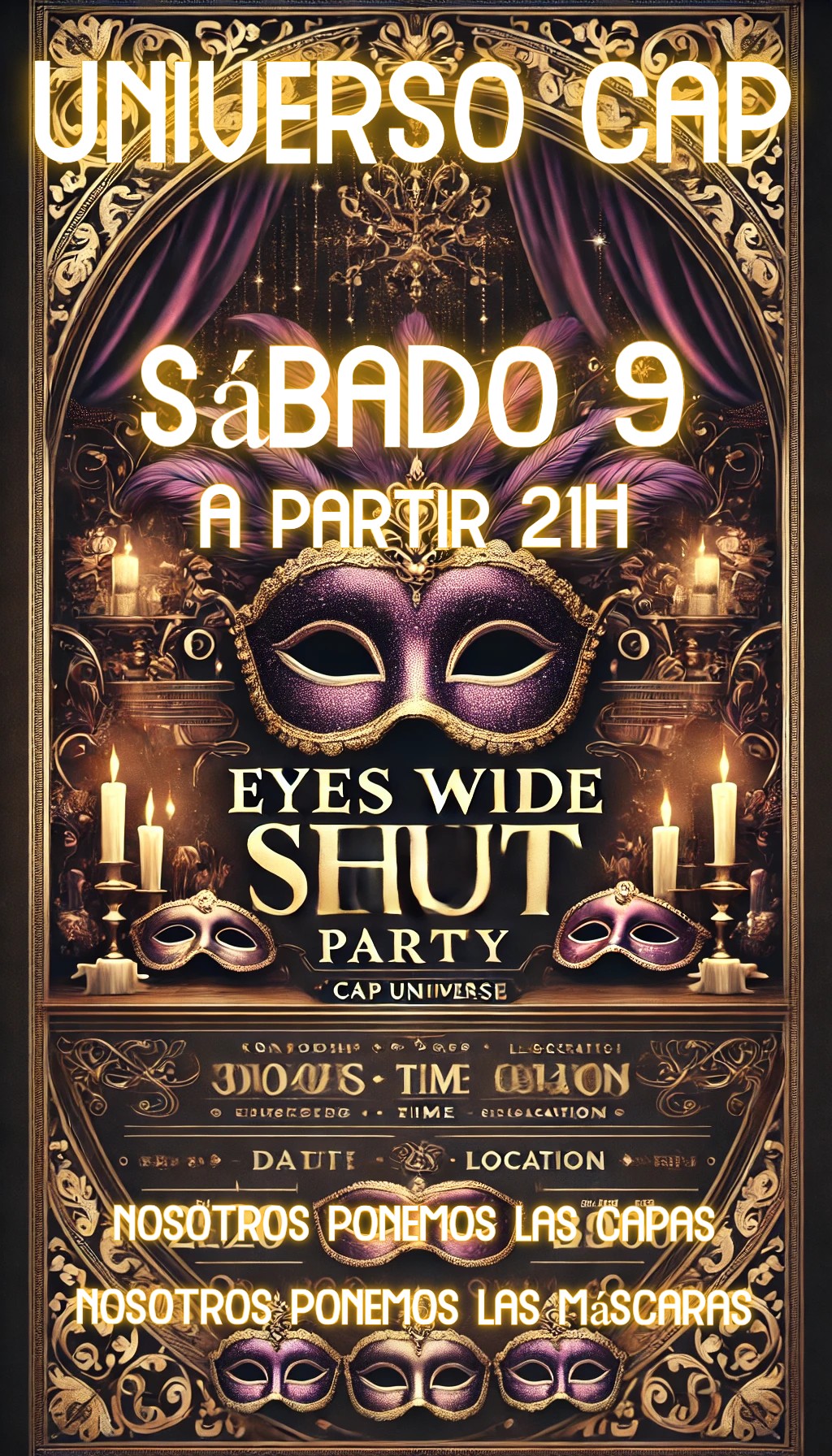 ¡¡¡¡FIESTA EYES WIDE SHUT EN CAP MADRID. NOSOTROS PONEMOS LAS CAPAS Y LAS MÁSCARAS!!!!